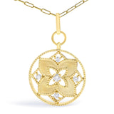 14K Yellow Gold 1/4 Cttw Diamond Openwork Medallion Pendant Necklace-1 thumbnail 2