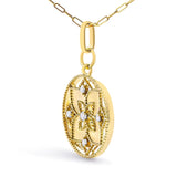 14K Yellow Gold 1/4 Cttw Diamond Openwork Medallion Pendant Necklace-3 thumbnail 4