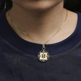 14K Yellow Gold 1/4 Cttw Diamond Openwork Medallion Pendant Necklace-2 thumbnail 3