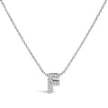 10K White Gold Diamond Accent "A-Z" Initial Bubble Pendant Necklace-10