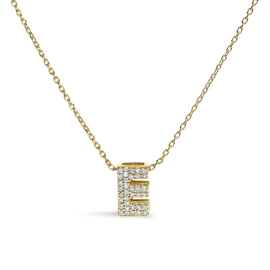 10K Yellow Gold Diamond Accent "A-Z" Initial Bubble Pendant Necklace-0