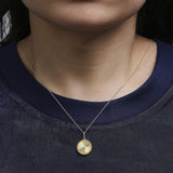 14K Yellow Gold Diamond Accent Medallion Circle Fluted Pendant Necklace-2 thumbnail 3