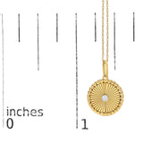 14K Yellow Gold Diamond Accent Medallion Circle Fluted Pendant Necklace-4 thumbnail 5