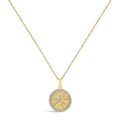 14K Yellow Gold 1/5 Cttw Diamond Starburst Fluted Medallion Pendant Necklace-0