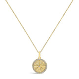 14K Yellow Gold 1/5 Cttw Diamond Starburst Fluted Medallion Pendant Necklace-0 thumbnail 1