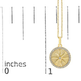14K Yellow Gold 1/5 Cttw Diamond Starburst Fluted Medallion Pendant Necklace-4 thumbnail 5