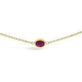 14K Yellow Gold Bezel Set 4x3 mm Oval Red Ruby Station Necklace - 18 Inches-1 thumbnail 2