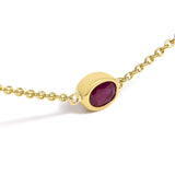 14K Yellow Gold Bezel Set 4x3 mm Oval Red Ruby Station Necklace - 18 Inches-3 thumbnail 4