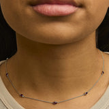 14K Yellow Gold Bezel Set 4x3 mm Oval Red Ruby Station Necklace - 18 Inches-2 thumbnail 3
