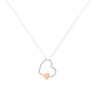 10KT Two Tone Gold 1/6 cttw Diamond Floating Heart Pendant Necklace (K-L, I1-I2)
