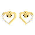 14K yellow gold earrings with heart diamond stones in a cluster design