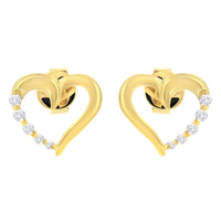 14KT Yellow Gold 1/8 cttw Diamond Journey Heart Earrings (K-L, I1-I2)