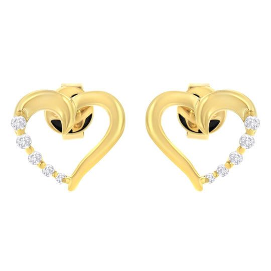 14KT Yellow Gold 1/8 cttw Diamond Journey Heart Earrings (K-L, I1-I2)-0