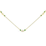 14K Yellow Gold Emerald and 1/2 Cttw Diamond Station Necklace-0 thumbnail 1