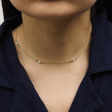 14K Yellow Gold Emerald and 1/2 Cttw Diamond Station Necklace-2 thumbnail 3
