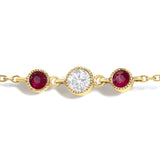 14K Yellow Gold Ruby and 1/2 Cttw Diamond Station Necklace-1 thumbnail 2