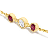 14K Yellow Gold Ruby and 1/2 Cttw Diamond Station Necklace-3 thumbnail 4