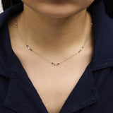 14K Yellow Gold Ruby and 1/2 Cttw Diamond Station Necklace-2 thumbnail 3