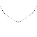 14K White Gold Sapphire and 1/2 Cttw Diamond Station Necklace-0