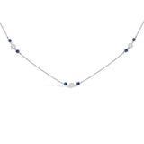 14K White Gold Sapphire and 1/2 Cttw Diamond Station Necklace-0 thumbnail 1
