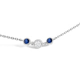 14K White Gold Sapphire and 1/2 Cttw Diamond Station Necklace-1 thumbnail 2
