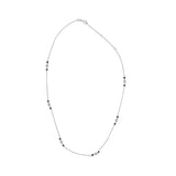 14K White Gold Sapphire and 1/2 Cttw Diamond Station Necklace-4 thumbnail 5
