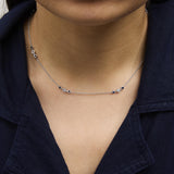14K White Gold Sapphire and 1/2 Cttw Diamond Station Necklace-2 thumbnail 3