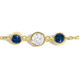 14K Yellow Gold Sapphire and 1/2 Cttw Diamond Station Necklace-1 thumbnail 2
