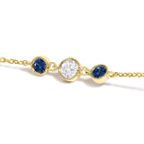 14K Yellow Gold Sapphire and 1/2 Cttw Diamond Station Necklace-3 thumbnail 4