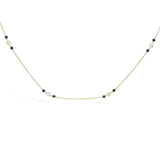 14K Yellow Gold Sapphire and 1/2 Cttw Diamond Station Necklace-4 thumbnail 5