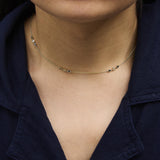 14K Yellow Gold Sapphire and 1/2 Cttw Diamond Station Necklace-2 thumbnail 3