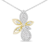 14K yellow gold necklace with round diamond stones in marquise floral design thumbnail 1