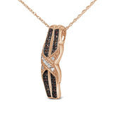 10K Rose Gold 1/4 Cttw White and Chocolate Brown Diamond Infinity Twist Pendant Necklace (I-J Color, I1-I2 Clarity)-3 thumbnail 4