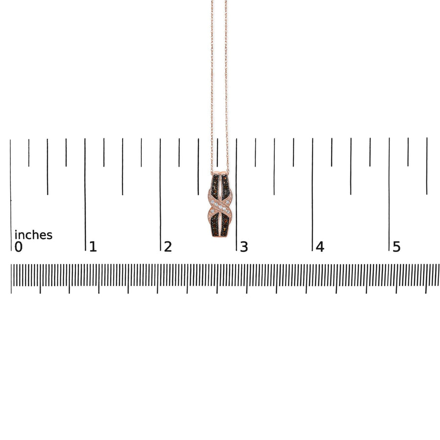 10K Rose Gold 1/4 Cttw White and Chocolate Brown Diamond Infinity Twist Pendant Necklace (I-J Color, I1-I2 Clarity)
