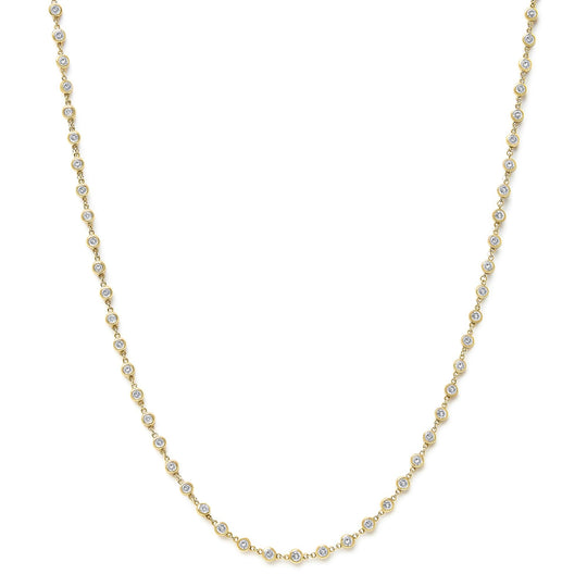 14K Yellow Gold 5.00 Cttw Round Diamond Bezel Set Station Necklace