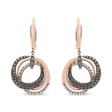 14K Rose Gold 1.00 Cttw White and Brown Diamond Intertwining Hoops and Circle Dangle Earrings (H-I/Brown Color, SI1-SI2 Clarity)-1 thumbnail 2
