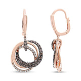 14K Rose Gold 1.00 Cttw White and Brown Diamond Intertwining Hoops and Circle Dangle Earrings (H-I/Brown Color, SI1-SI2 Clarity)-3 thumbnail 4