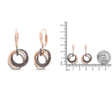 14K Rose Gold 1.00 Cttw White and Brown Diamond Intertwining Hoops and Circle Dangle Earrings (H-I/Brown Color, SI1-SI2 Clarity)-4 thumbnail 5