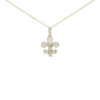 14K Yellow Gold 1.00 Cttw Round Diamond Fleur De Lis 18