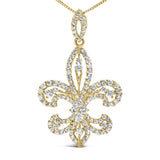 14K Yellow Gold 1.00 Cttw Round Diamond Fleur De Lis 18