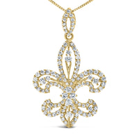 14K Yellow Gold 1.00 Cttw Round Diamond Fleur De Lis 18