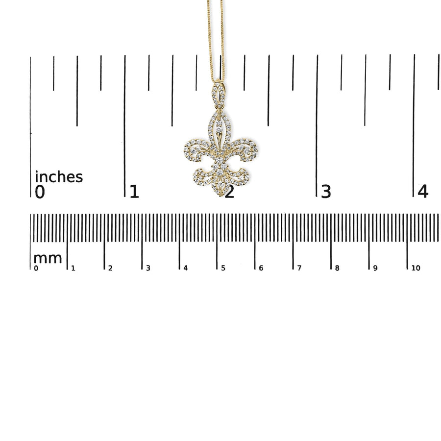 14K Yellow Gold 1.00 Cttw Round Diamond Fleur De Lis 18
