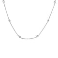 14K white gold collar necklace with bezel-set round diamond stations