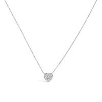 14K White Gold 1/4 Cttw Diamond Composite Heart Pendant Necklace - 18