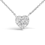 14K White Gold 1/4 Cttw Diamond Composite Heart Pendant Necklace - 18