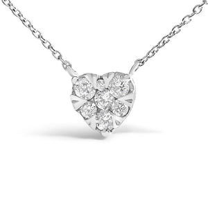 14K White Gold 1/4 Cttw Diamond Composite Heart Pendant Necklace - 18