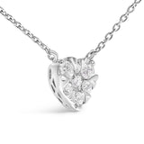 14K White Gold 1/4 Cttw Diamond Composite Heart Pendant Necklace - 18