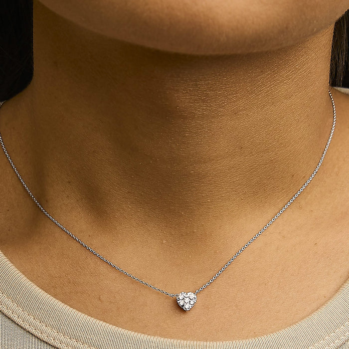14K White Gold 1/4 Cttw Diamond Composite Heart Pendant Necklace - 18