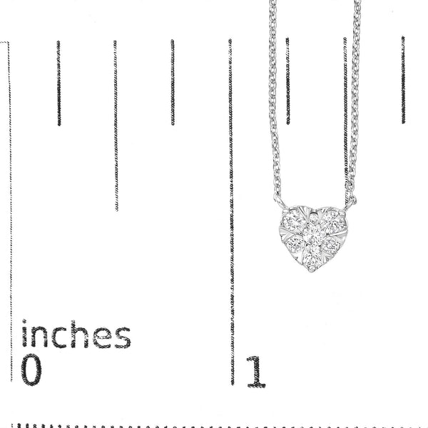 14K White Gold 1/4 Cttw Diamond Composite Heart Pendant Necklace - 18