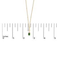 10K Yellow Gold Emerald Cut 6x4 MM Green Emerald Solitaire Pendant Necklace - 18 inch